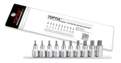 Набор торцевых головок 1/2" TORX T20-T70 L=55 мм на планке 10 предметов TOPTUL