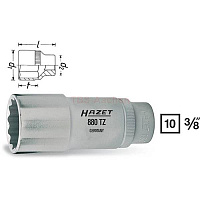 Головка торцевая длинная 12-гранная 3/8" 22 мм HAZET 880TZ-22